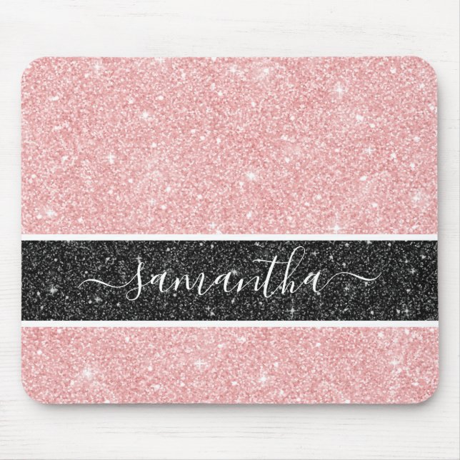 Girly Rosa Glitter Mousepad Musmatta (Framsidan)