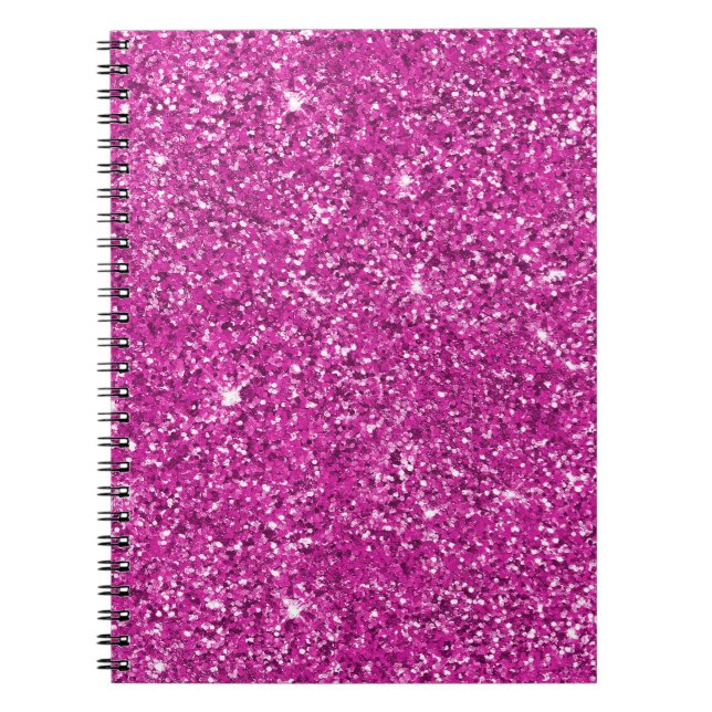 Girly Rosa Glitter Ombre Gnistra Anteckningsbok (Framsidan)
