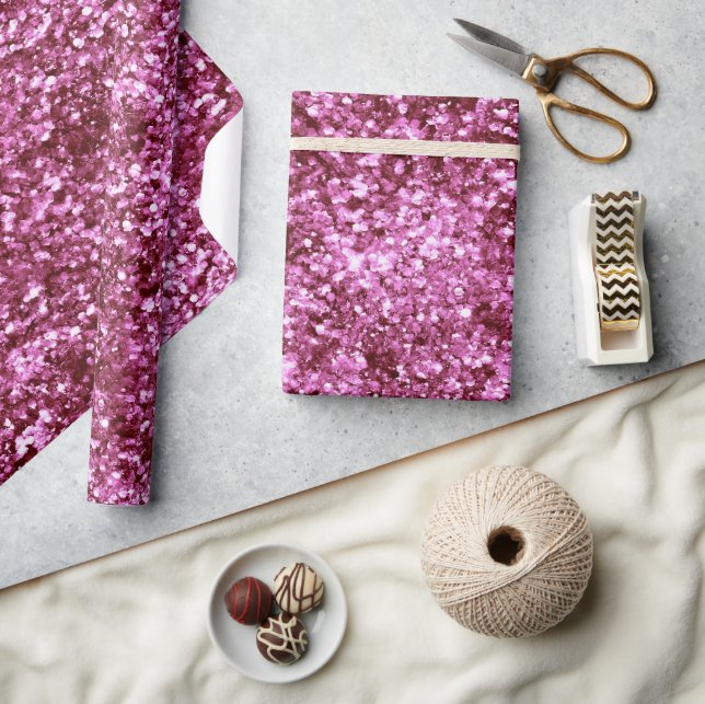 Girly Rosa Glitter Presentpapper (Hantverk)