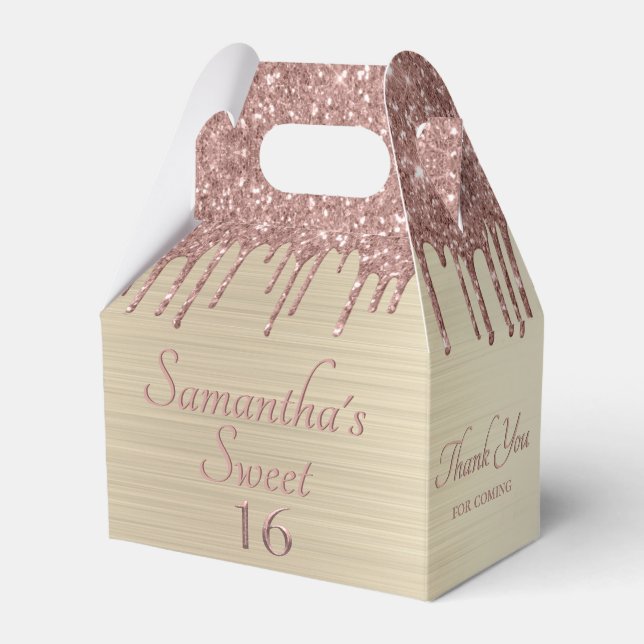 Girly Rosa Glitter Sweet 16 Birthday Tack Presentaskar (Framsidan Sidan)