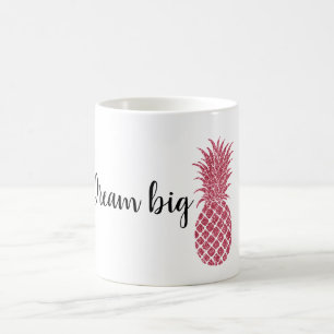 Girly Rosa Glitter Tropical Pineapple Kaffemugg