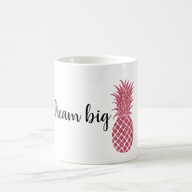 Girly Rosa Glitter Tropical Pineapple Kaffemugg (Center)