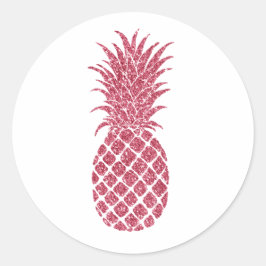 Girly Rosa Glitter Tropical Pineapple Runt Klistermärke
