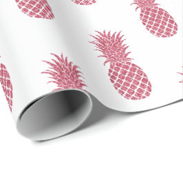 Girly Rosa Glitter Tropical Pineapples Presentpapper
