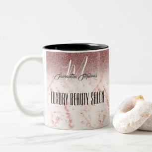 Girly Rosa Glittery Luxury Beauty Salon Två-Tonad Mugg