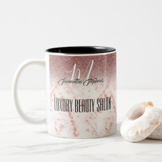 Girly Rosa Glittery Luxury Beauty Salon Två-Tonad Mugg