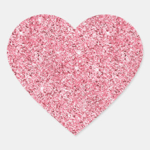Girly Rosa Glitz Glitter Hjärtformat Klistermärke