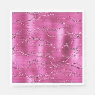Girly Rosa Glitz Glitter Pappersservett