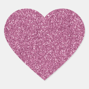 Girly Rosa Glitzy Glam Gnistra Glitter Hjärtformat Klistermärke