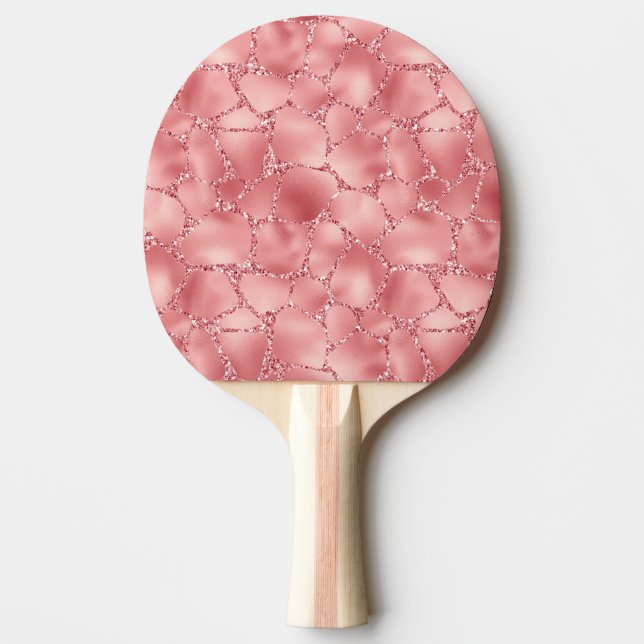Girly Rosa Glitzy Glitter Giraffe Print Pingisracket (Framsidan)