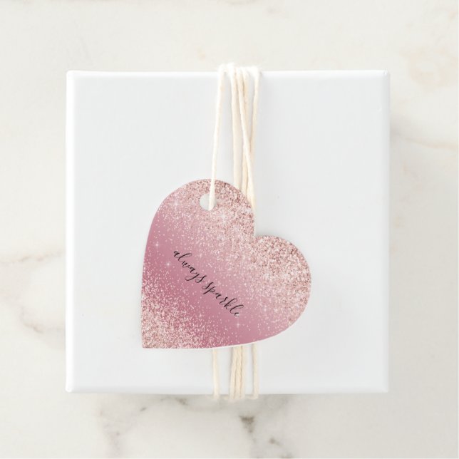 Girly Rosa Glitzy Glitter Gnistra Gåvor Etiketter (På plats)
