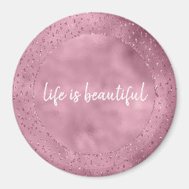 Girly Rosa Glitzy Glitter Gnistra Magnet