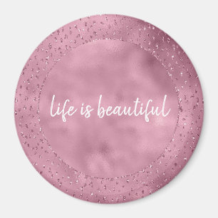 Girly Rosa Glitzy Glitter Gnistra Magnet
