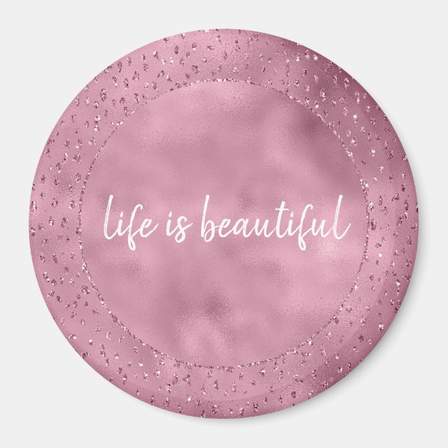 Girly Rosa Glitzy Glitter Gnistra Magnet (Framsidan)