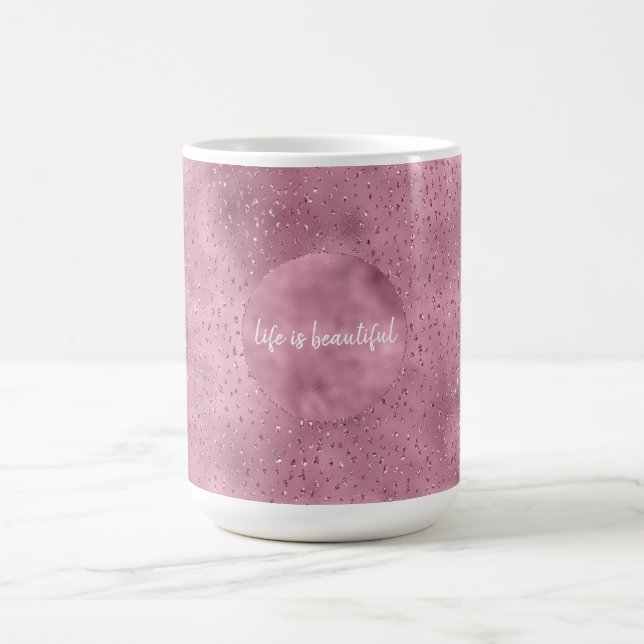Girly Rosa Glitzy Glitter Gnistra personlig Kaffemugg (Center)
