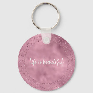 Girly Rosa Glitzy Glitter Gnistra personlig Nyckelring
