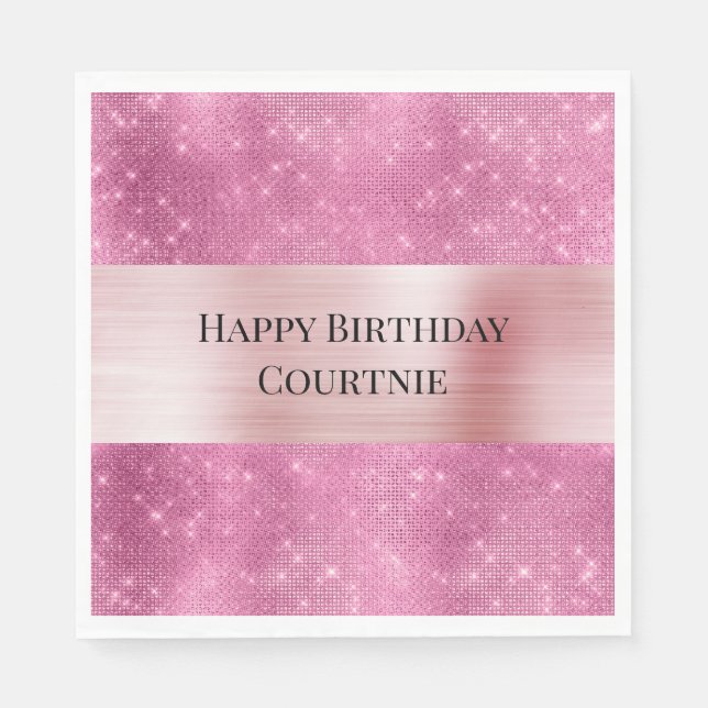 Girly Rosa Glitzy Gnistra Pappersservett (Framsidan)