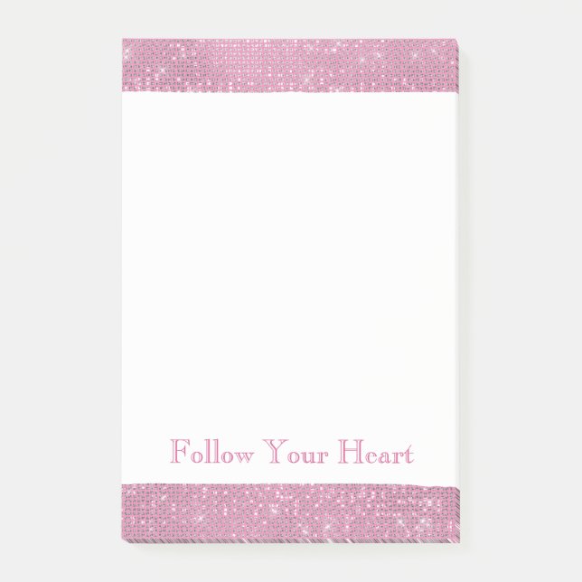 Girly Rosa Glitzy Gnistra Post-it Block (Framsida)