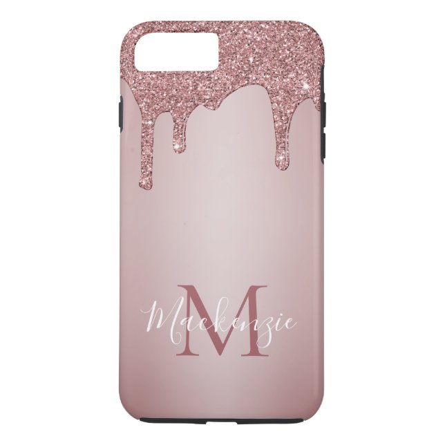 Girly Rosa Gnistra Glitter Drives Monogram Case-Mate iPhone Skal (Baksida)