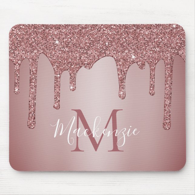 Girly Rosa Gnistra Glitter Drives Monogram Musmatta (Framsidan)