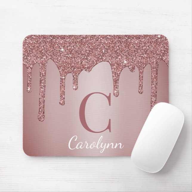 Girly Rosa Gnistra Glitter Drives Monogram Musmatta (Med mus)