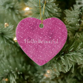 Girly Rosa Gnistra Glitter Flowers Julgransprydnad Keramik