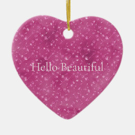 Girly Rosa Gnistra Glitter Flowers Julgransprydnad Keramik