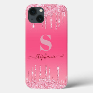 Girly Rosa Gnistra Glitter Monogram