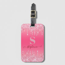 Girly Rosa Gnistra Glitter Monogram