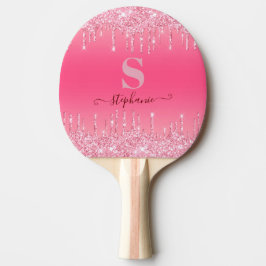 Girly Rosa Gnistra Glitter Monogram Pingisracket