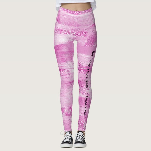Girly Rosa Gnistra Rand Leggings (Framsida)