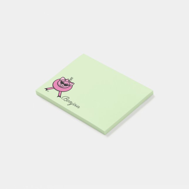 Girly Rosa Gris Bonjour Post-it Block (Vinklad)