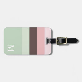 Girly Rosa, Grönt Brown Stripe Monogram Bagagebricka