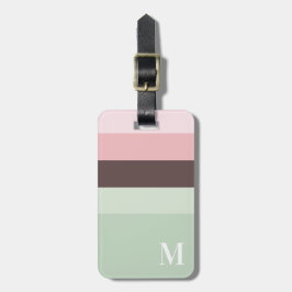 Girly Rosa, Grönt Brown Stripe Monogram Bagagebricka