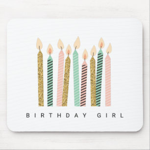 Girly Rosa Guld Birthday Grattis på födelsedagen G Musmatta
