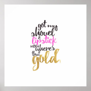 Girly Rosa Guld Black Guld Digger Typography Poster