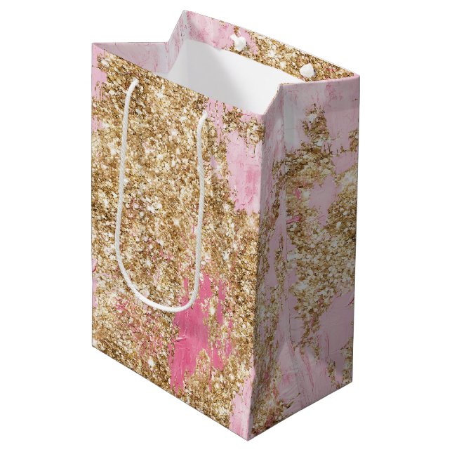 Girly Rosa Guld Glitter (Framsidan Vinklad)
