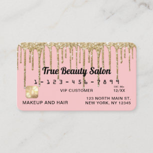 Girly Rosa Guld Glitter Drives Kredit Visitkort