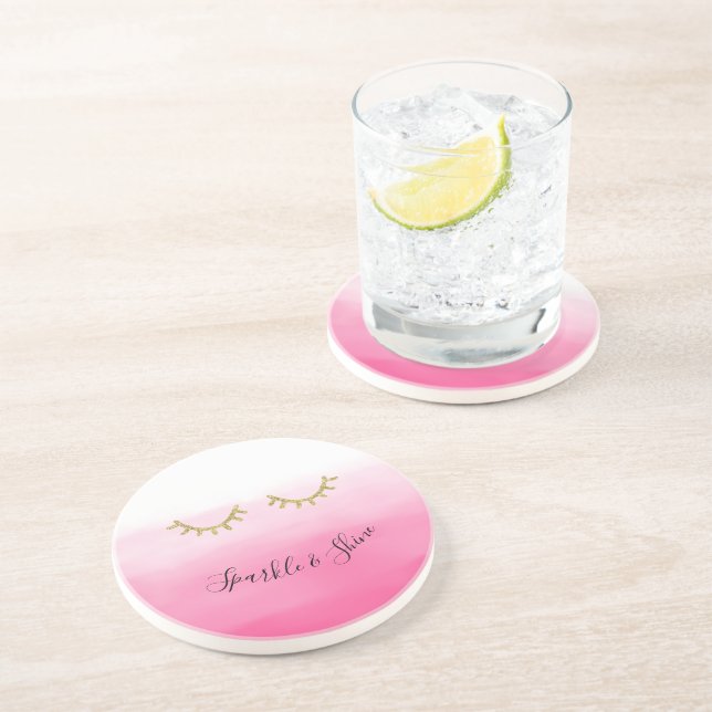 Girly Rosa Guld Glitter Eyelaska Underlägg (Sidan)