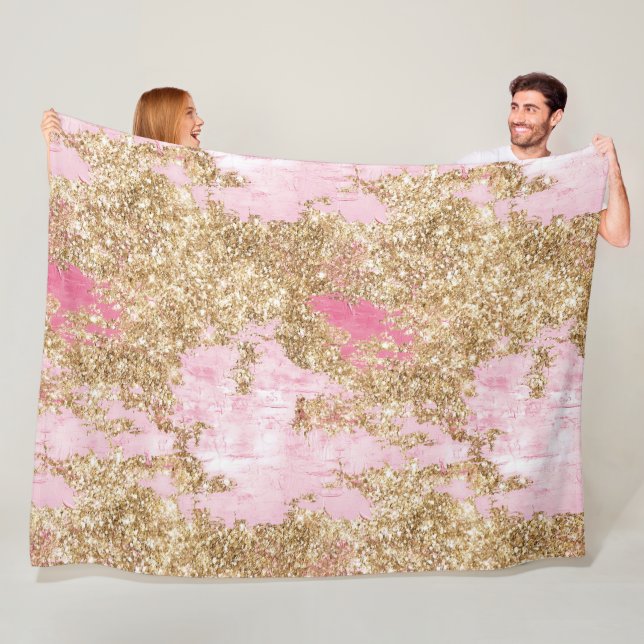 Girly Rosa Guld Glitter Fleecefilt (På plats)