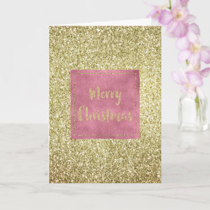 Girly Rosa Guld Glitter Gnistra Glitz jul Kort
