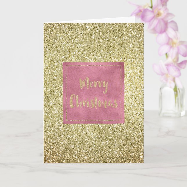 Girly Rosa Guld Glitter Gnistra Glitz jul Kort (Orkide)