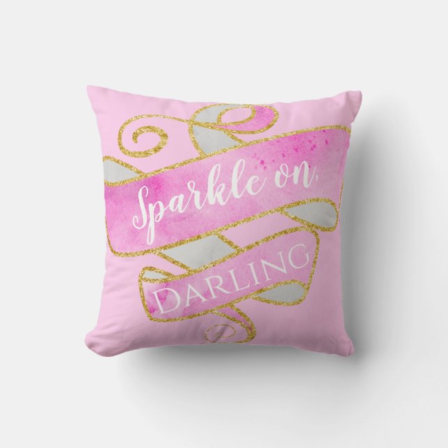 Girly  Rosa Guld Glitter Gnistra On, Darling Kudde (Framsida)