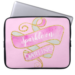 Girly Rosa Guld Glitter Gnistra On, Darling Laptop Fodral