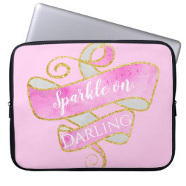 Girly  Rosa Guld Glitter Gnistra On, Darling Laptop Fodral