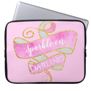 Girly Rosa Guld Glitter Gnistra On, Darling Laptop Fodral