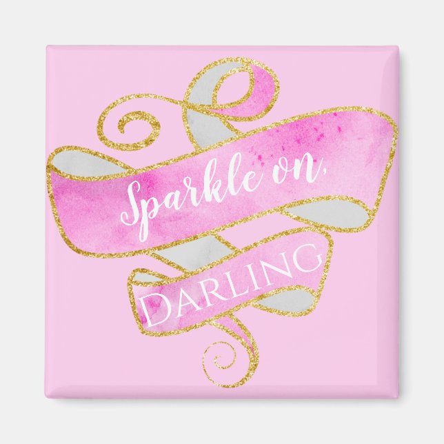 Girly  Rosa Guld Glitter Gnistra On, Darling Magnet (Framsidan)