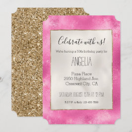 Girly Rosa Guld Glitter Inbjudningar