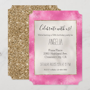 Girly Rosa Guld Glitter Inbjudningar