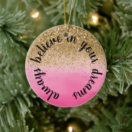 Girly Rosa Guld Glitter inspirationsoffert Julgransprydnad Keramik
